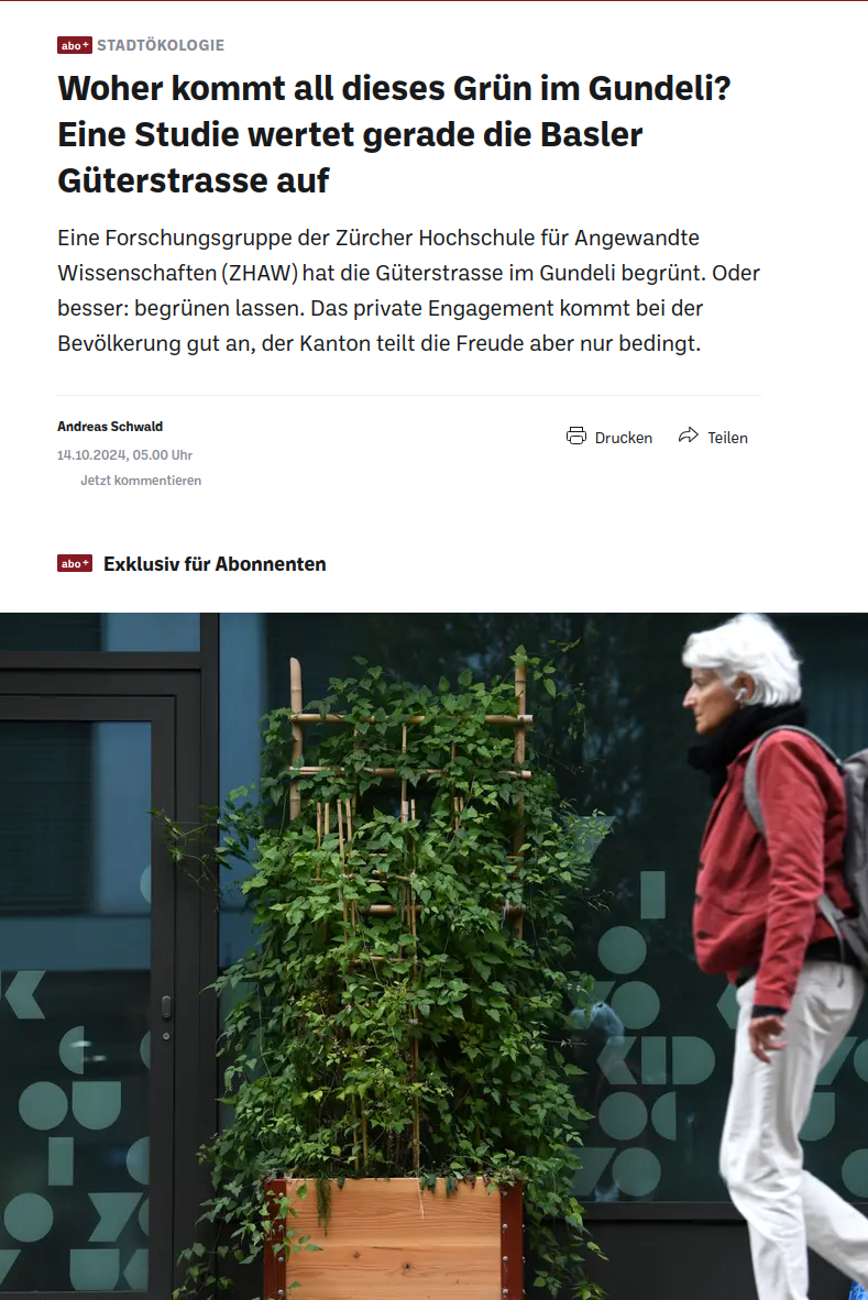 BZ Artikel "Woher kommt all dieses Grün im Gundeli?"